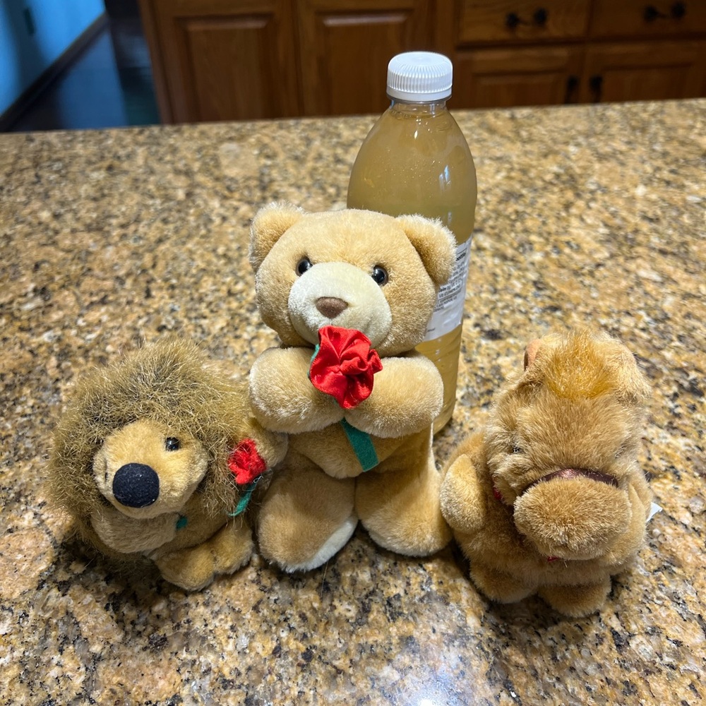 Russ Vintage Adorable Plush Toy Set with Red Accents